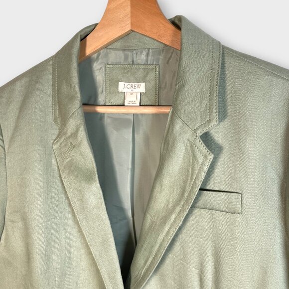 J Crew Linen Blazer 12 Green Officecore - Picture 3 of 7